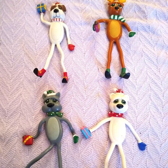 Vintage Bendable Holiday Figures - pack of 4 - Picture 1 of 3